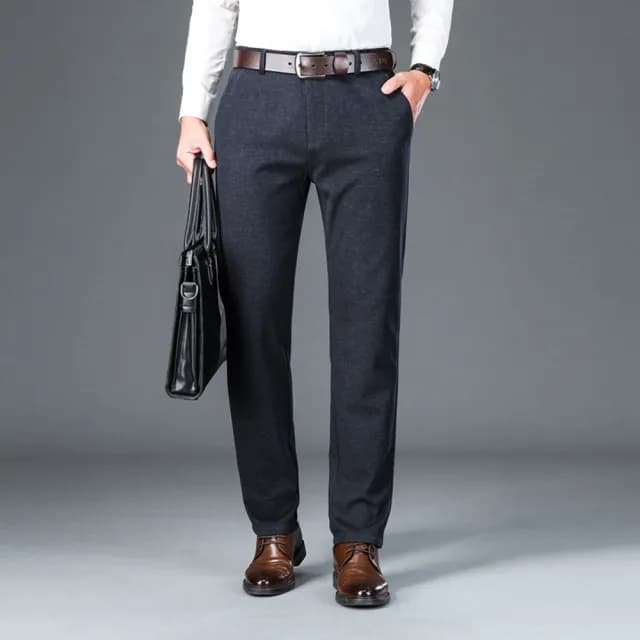 【米蘭精品】現貨+預購 男商務西裝褲修身西裝褲直筒機能免燙(男長褲休閒彈力秋冬抗皺父親節禮物3色74gq18)