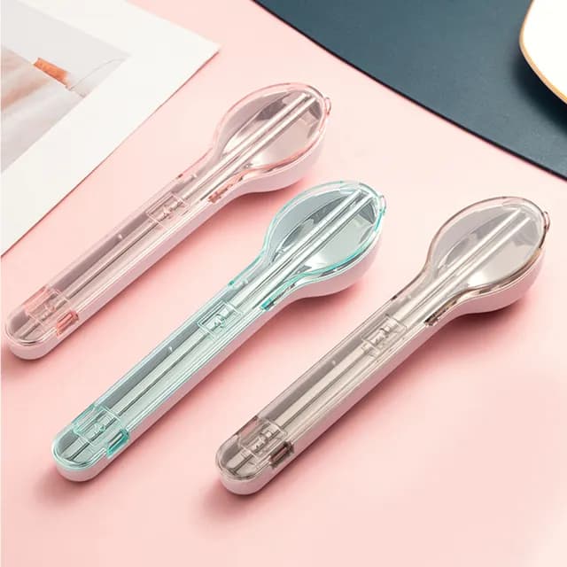 【JIAGO】環保不鏽鋼翻蓋餐具3件組