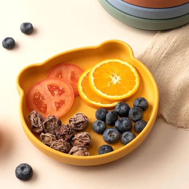 【熊愛吃】食品級矽膠莫蘭迪小熊餐盤(防滑 可微波 寶寶 嬰兒 環保餐具 吸盤碗 學習碗)