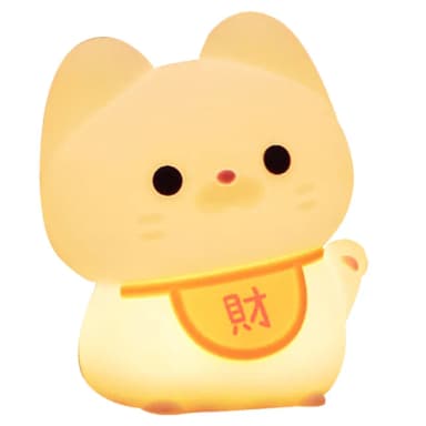 【QIDINA】2入 軟軟拍拍招財貓療癒小夜燈-D(拍拍燈 氣氛燈 伴手禮 露營燈 送禮生日禮物)