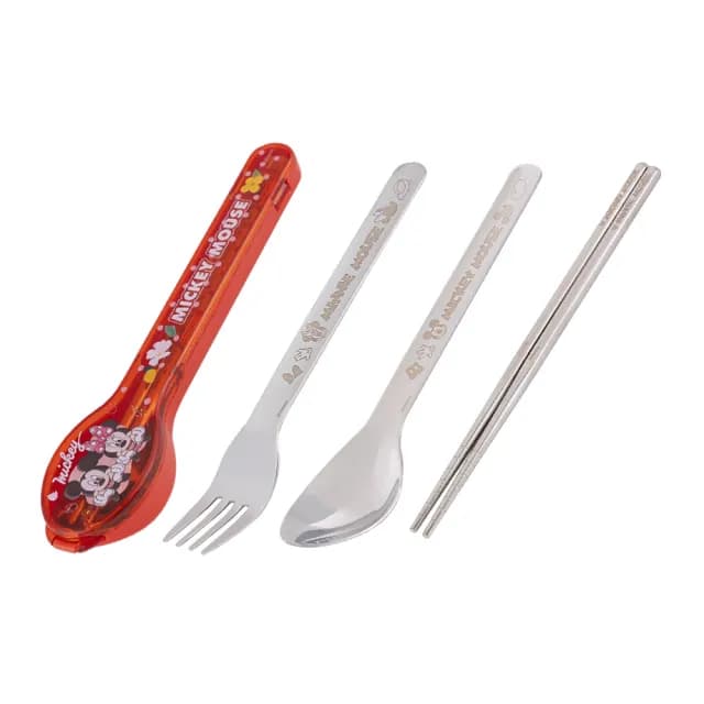 【HOUSUXI 舒希 官方直營】迪士尼米奇米妮系列-316不鏽鋼餐具三件組-A1