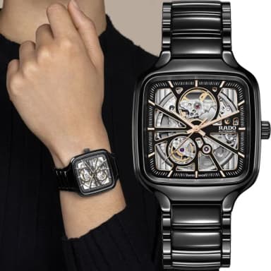 【Rado 雷達表 官方授權】True真系列方形開芯自動機械錶-38mm R03推薦 送禮 禮物 推薦(R27086162)