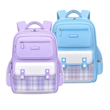【Hergoo】交換禮物 英倫格子學院風書包 夜間反光國小學生書包 兒童護脊雙肩後背包(全年級適用/開學季)