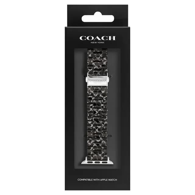 【COACH】Apple Watch 錶帶 38/41/42mm 適用 錶帶 - 黑色C字玳瑁紋 520禮物 送禮(不含手錶)