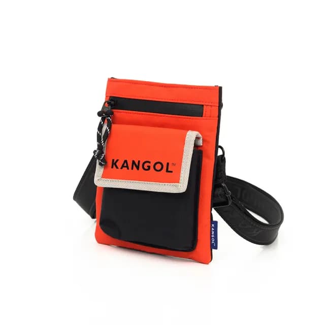 【KANGOL】情人節禮物 KANGOL 女 撞色小方包 中橘(6255170652)