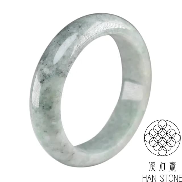 【漢石齋】情人節禮物 天然翡翠A貨 手鐲玉鐲 飄花種帶山水墨翠(手圍18.4/版寬16.3mm)