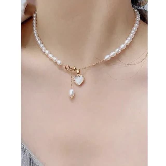 【Paiya 派亞】淡水珍珠項鍊輕奢小眾愛心頸鏈女簡約設計潮搭珍珠鏈(交換禮物/過年送禮)