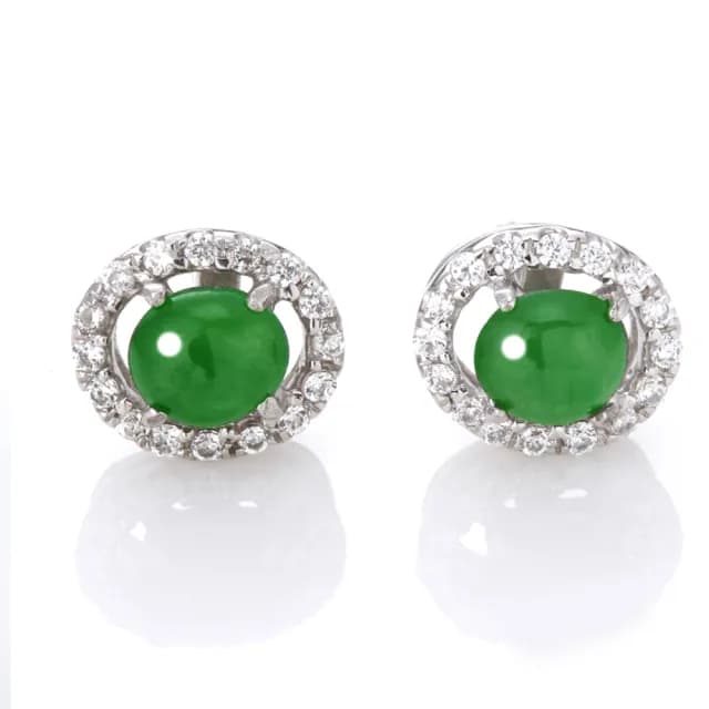 【DOLLY】14K金 緬甸冰種陽綠A貨翡翠鑽石耳環(母親節 長輩送禮 交換禮物首選)