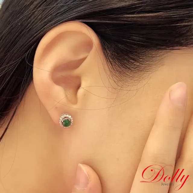 【DOLLY】14K金 緬甸冰種陽綠A貨翡翠鑽石耳環(母親節 長輩送禮 交換禮物首選)