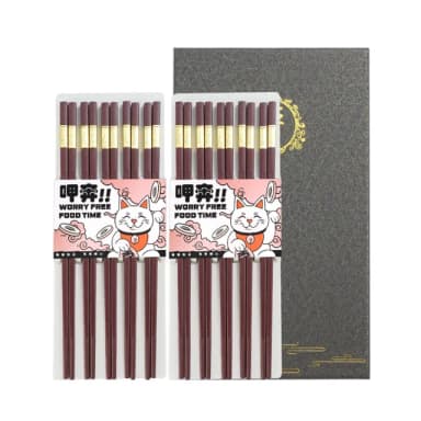 【BRANDY】尖頭筷 10雙禮盒組 質感禮物盒 不繡鋼筷 合金筷子 851-CPM245-10(紅金 黑銀 環保筷子)