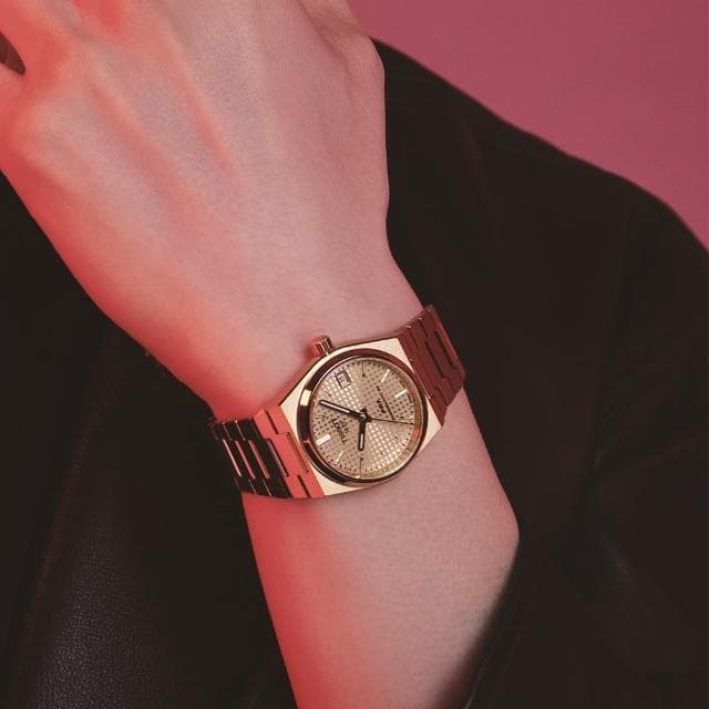 【TISSOT 天梭 官方授權】PRX系列 復古風酒桶型紳士機械錶-40mm/金 情人節 禮物(T1374073302100)