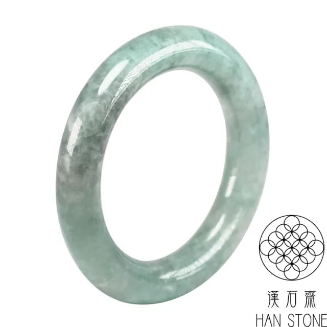 【漢石齋】情人節禮物 天然翡翠A貨 圓條手鐲玉鐲 飄花種(手圍17.7/版寬13mm)