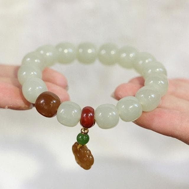 【MoonDy】母親節禮物 粗手環 和田玉手鍊 玉手鍊 蘋果珠桶珠 串珠手環 平安手鍊 避邪手鍊 送長輩 送女生 生