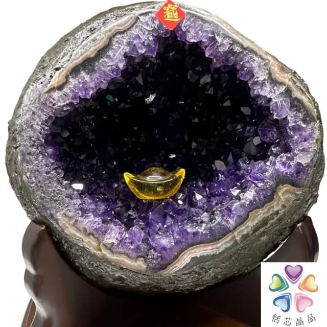 【恬芯晶品】JC6頂級烏拉圭紫晶洞4.72KG錢袋子(圓洞聚財招財貴人開運風水擺件帝王紫水晶新居禮物新年新春)