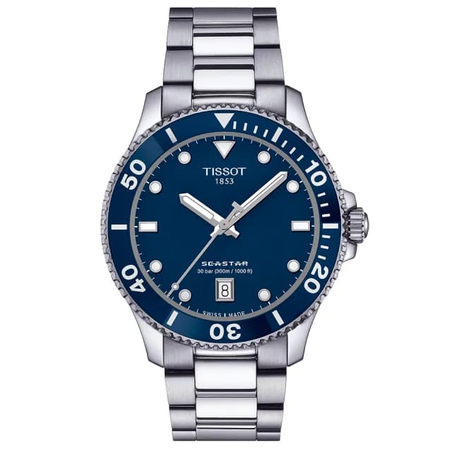 【TISSOT 天梭 官方授權】海洋之星300米潛水對錶 情侶手錶 禮物(T1204101104100+T1202101104100)