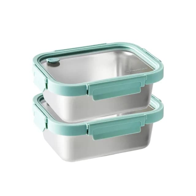 【CorelleBrands 康寧餐具】可直火可微波316不鏽鋼保鮮盒大容量1850ml兩件組