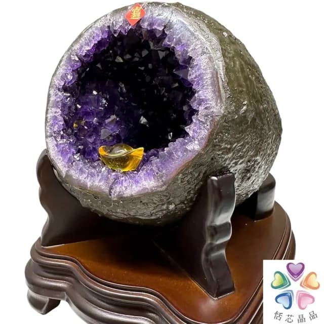 【恬芯晶品】JC13頂級烏拉圭紫晶洞3.71KG錢袋子(圓洞聚財招財貴人開運風水帝王紫水晶新居禮物新年新春)