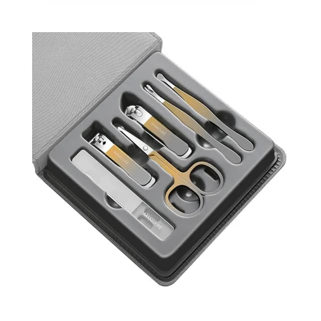 【Gabor】德係工藝不鏽鋼指甲剪套裝 6件組 交換禮物(指甲銼/鼻毛剪/挖耳勺/修甲美甲工具)