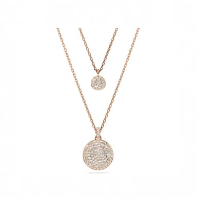 【SWAROVSKI 官方直營】Sublima 多層次鏈墜 白色 鍍玫瑰金色調 母親節禮物