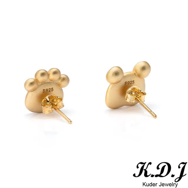 【K.D.J 圓融珠寶】熊熊手掌天然紅寶石耳針