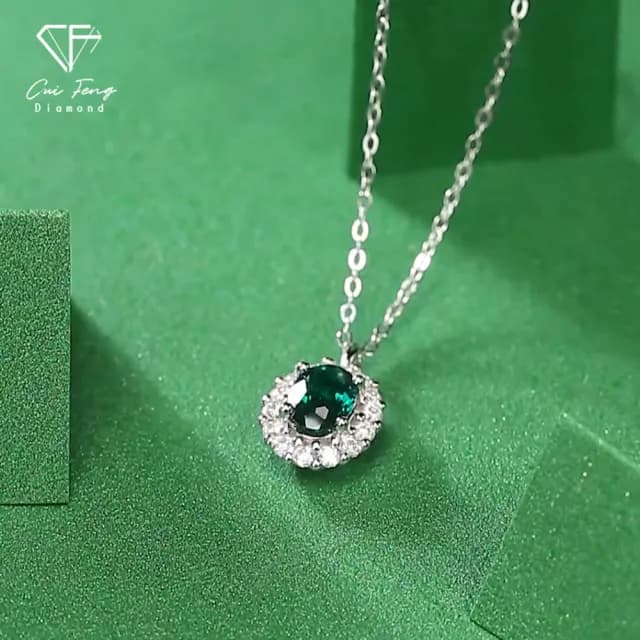 【CF鑽飾】項鍊 培育祖母綠《清漣》七夕 禮物(哥倫比亞祖母綠 祖母綠項鍊 生日)