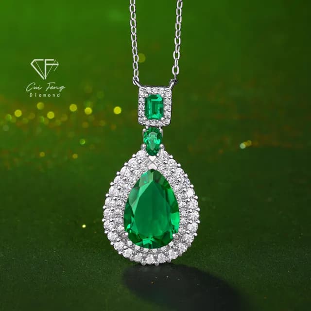 【CF鑽飾】項鍊 培育祖母綠《遐想》雙11限定 禮物(哥倫比亞祖母綠 祖母綠項鍊 生日)