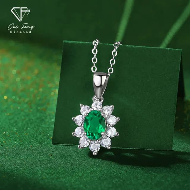 【CF鑽飾】項鍊 培育祖母綠《華茵》雙11限定 禮物(哥倫比亞祖母綠 祖母綠項鍊 生日)