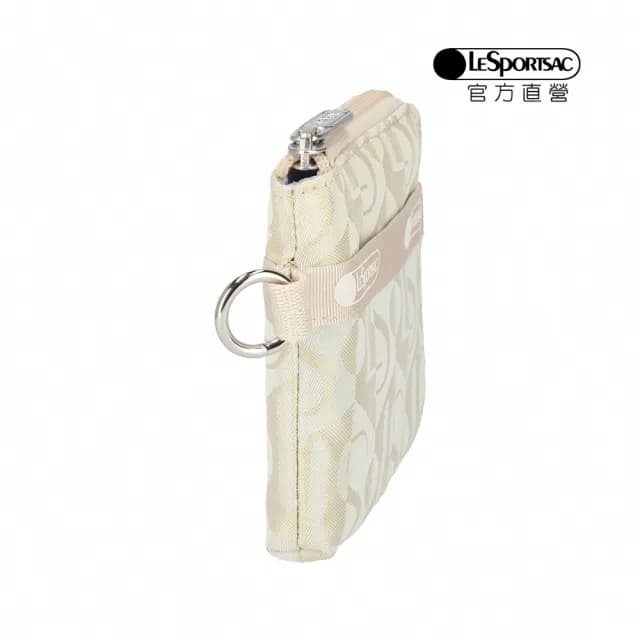 【LeSportsac官方直營】輕量尼龍 極簡輕薄錢包(1112 象牙白緹花LOGO)