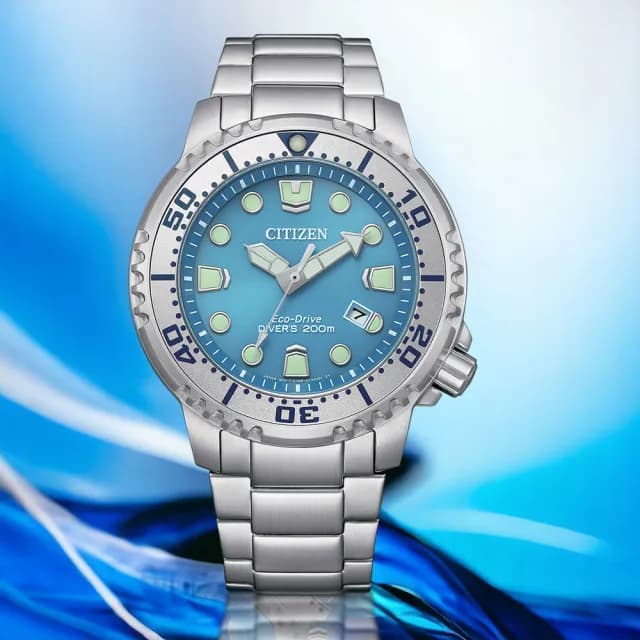 【CITIZEN 星辰】PROMASTER 200米光動能潛水錶-冰藍色 男錶 手錶 畢業 禮物 推薦(BN0165-55L)