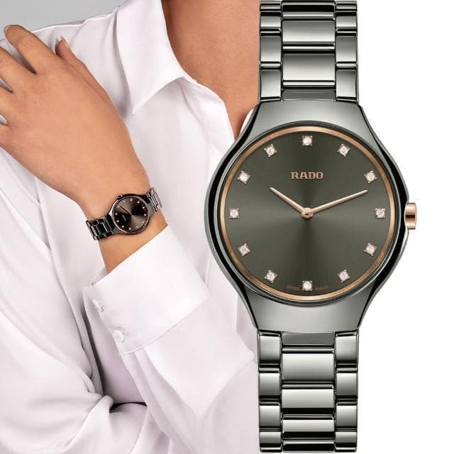 【Rado 雷達表】True Thinline 真我系列 簡約時尚陶瓷女錶送禮推薦(R27956722)