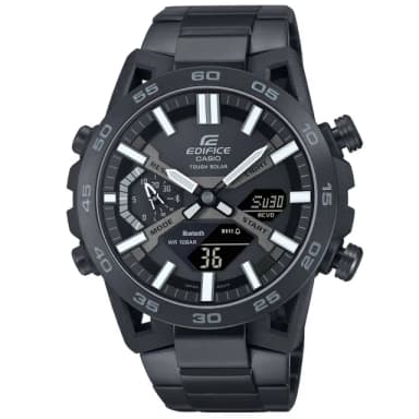 【CASIO 卡西歐】EDIFICE 藍牙連線 懸吊設計 賽車雙顯太陽能腕錶 母親節 禮物 推薦(ECB-2000DC-1B)