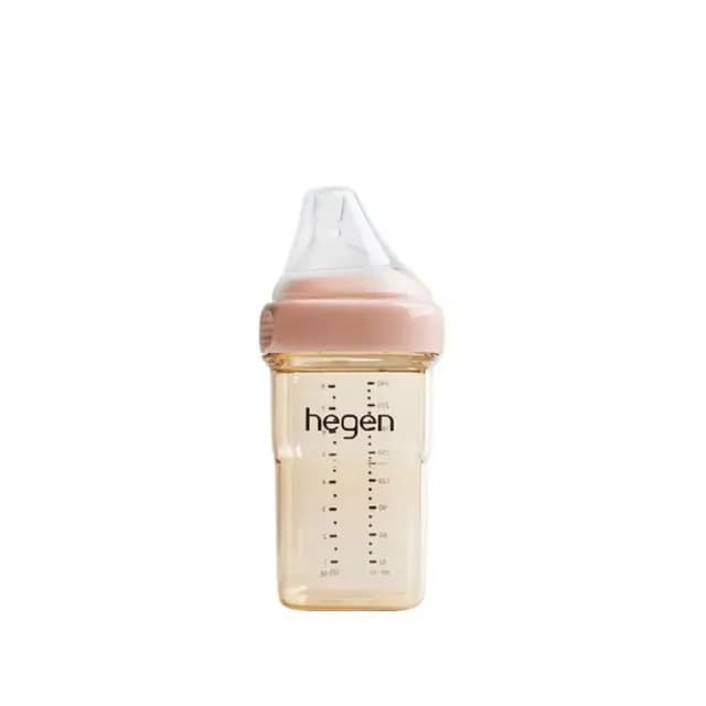 【hegen】金色奇蹟PPSU多功能方圓型寬口奶瓶 240ml - 嫣粉(單入)
