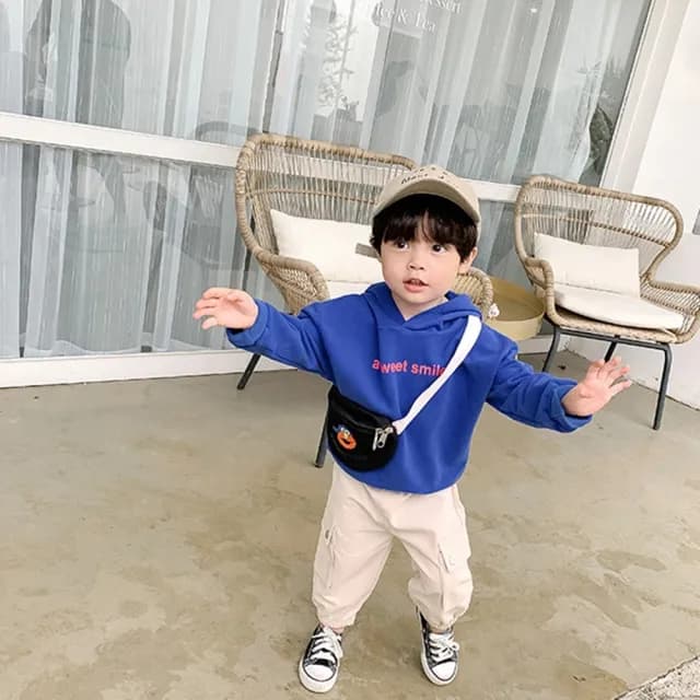 【橘魔法】純色簡單字母毛圈棉連帽上衣(連帽上衣 帽T 中性款 男童 女童 童裝 兒童)