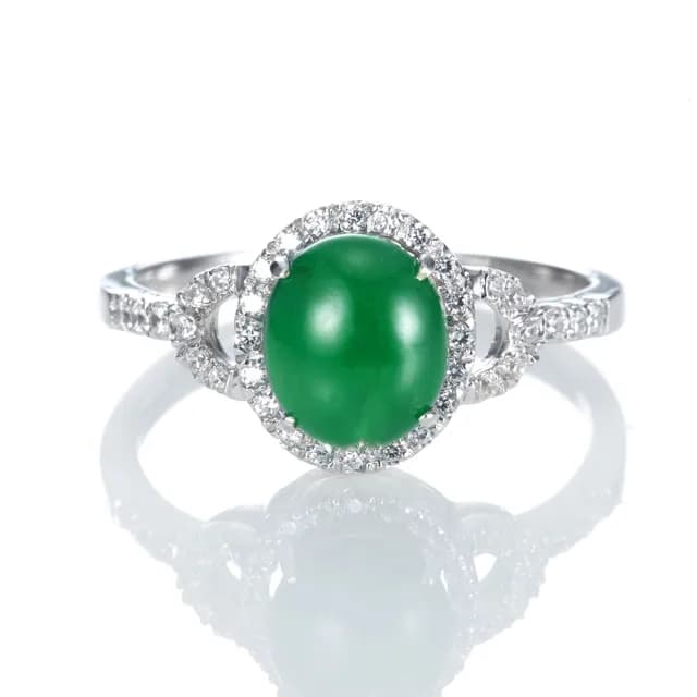 【DOLLY】14K金 緬甸冰種正綠A貨翡翠鑽石戒指(母親節 長輩送禮 交換禮物首選)