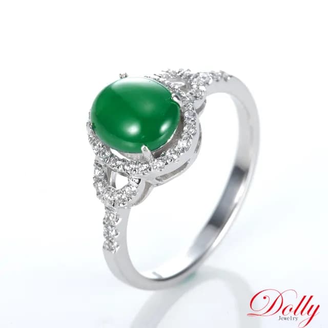【DOLLY】14K金 緬甸冰種正綠A貨翡翠鑽石戒指(母親節 長輩送禮 交換禮物首選)