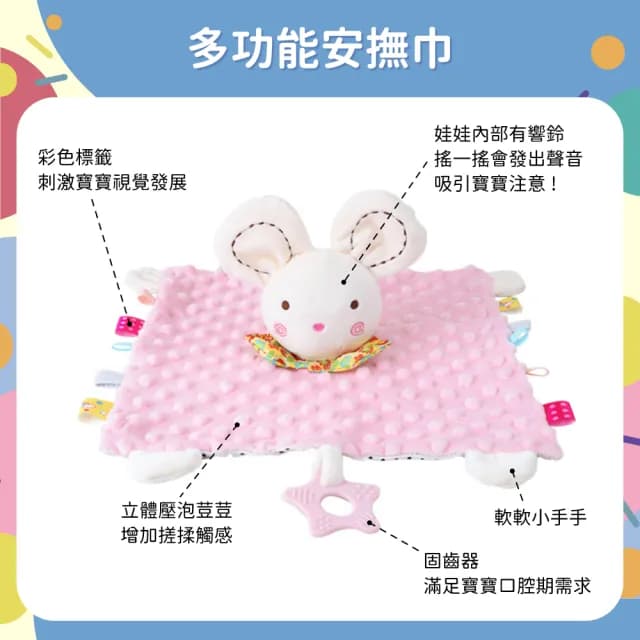 【OhBabyLaugh】動物玩偶 安撫巾(安撫玩具/安撫玩偶/絨毛娃娃/響紙顆粒安撫巾/多功能安撫巾/響鈴玩偶)