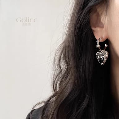 【Golicc】耳環 輕奢 漸層黑 水晶(七夕 情人節 生日 飾品 耳釘 耳飾 耳墜 禮物)