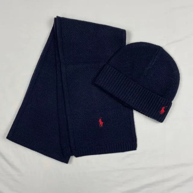 【RALPH LAUREN】Ralph Lauren 毛帽圍巾組 保暖圍巾 刺繡logo polo 針織 配件組合(毛帽 圍巾9722)