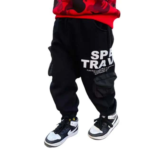 【橘魔法】側邊滑面口袋不倒絨鬆緊褲頭縮口長褲(大童 棉褲 男童 長褲 縮口褲 童裝 褲子 童裝)