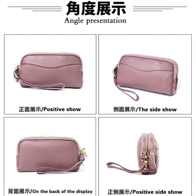 【帕格尼尼paganini】情人節禮物 女真皮牛皮雙拉鍊手拿包 女士皮包(真皮包包 手機包 零錢包 女長夾 女包