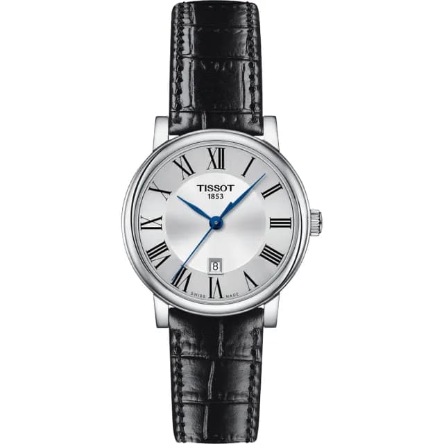 【TISSOT 天梭 官方授權】Carson 羅馬石英女錶-黑/30mm 手錶 送禮 推薦(T1222101603300)