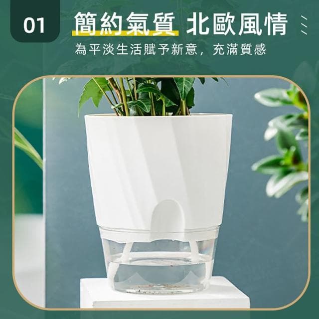 【JOHN HOUSE】帶補水口自動吸水花盆 透明花盆 植物花盆 自動補水盆栽 盆栽容器(中號)
