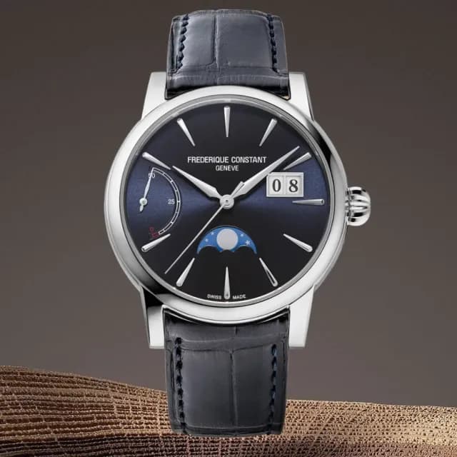 【CONSTANT 康斯登】Manufacture 自製機芯大日期 動力儲存 月相顯示 機械錶 40mm(FC-735N3H6)