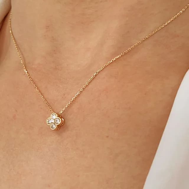 【CReAM】Dulcie 925純銀金色銀色 幸運草 四葉草 鑽飾女項鍊(生日 禮物 送禮 禮盒)