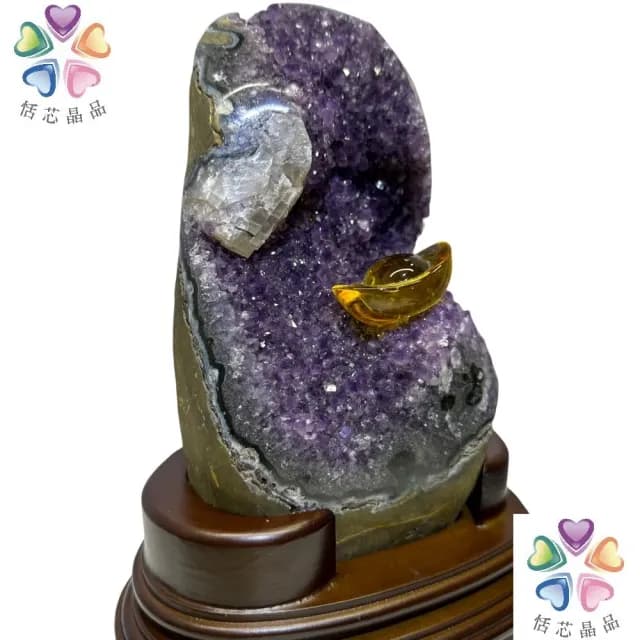 【恬芯晶品】UK1烏拉圭方解石水晶開運外來財(紫水晶消磁淨化財運財位招財招貴人紫晶鎮新年禮物新春)