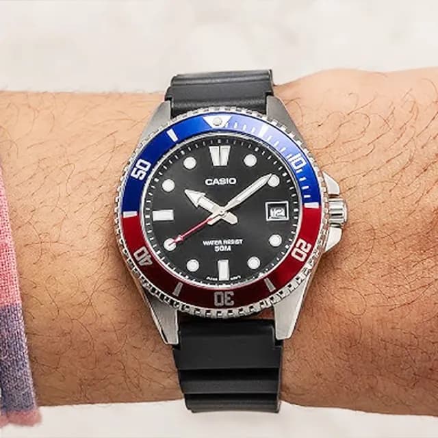 【CASIO 卡西歐】槍魚系列 MDV-10 探險 夜光指針 日期顯示 生物基樹脂 手錶 38.5mm(防反向旋轉錶帶)