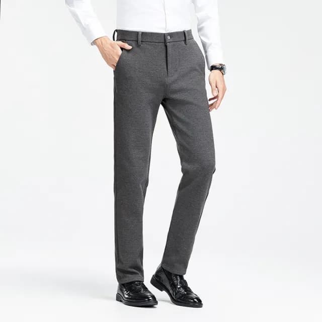 【米蘭精品】現貨+預購 男商務西裝褲修身西裝褲直筒機能免燙(男長褲休閒彈力保暖羊毛父親節禮物3色74gq15)