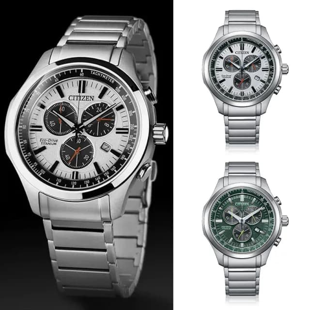 【CITIZEN 星辰】GETNS 光動能三眼計時鈦金屬手錶-43mm/2色可選(AT2530-85A/AT2530-85X)