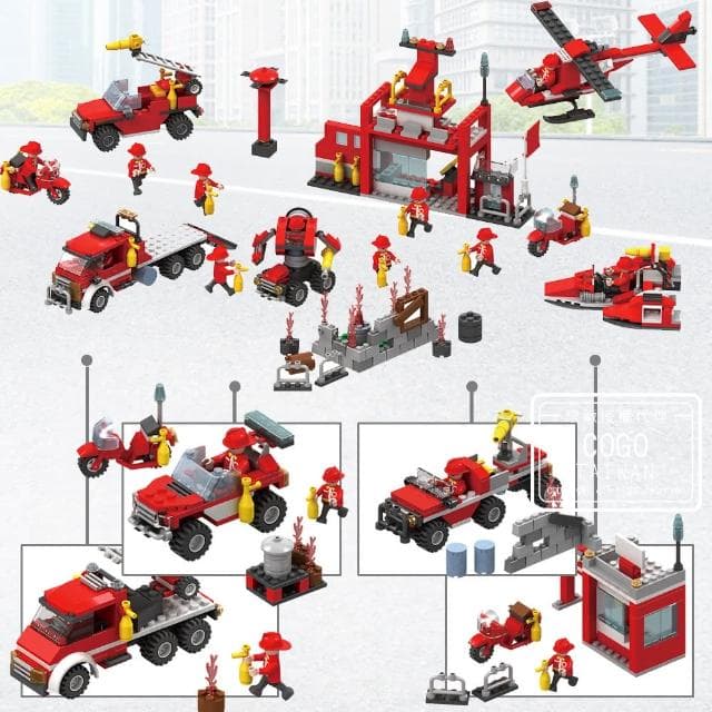 【COGO】積木 8盒入消防系列-3018(8合1/益智玩具/兒童玩具//聖誕禮物/交換禮物)