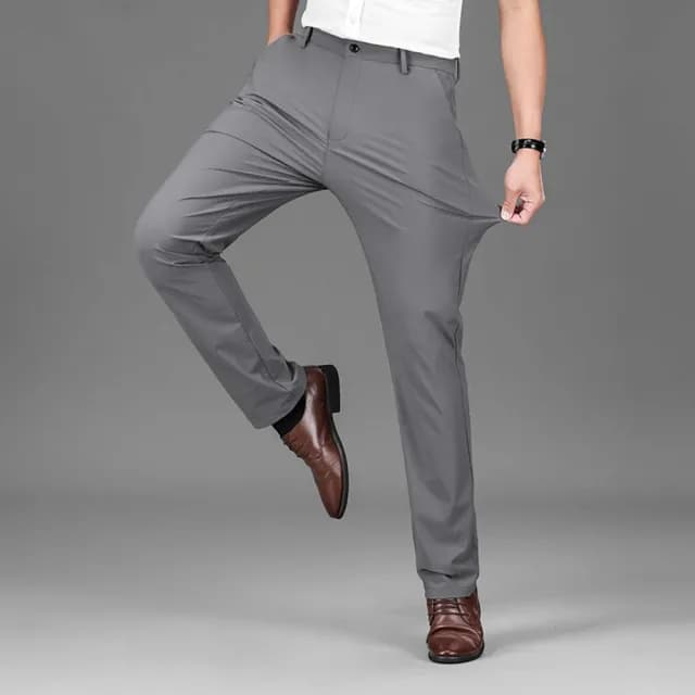 【米蘭精品】現貨+預購 男商務西裝褲修身西裝褲直筒機能免燙(男長褲休閒彈力刺繡父親節禮物3色74er29)